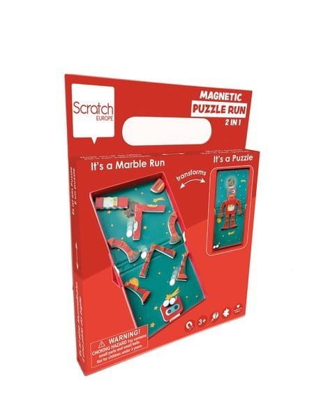 Puzzle magnetyczne i tor dla kulek Robot 2w1 Scratch 1
