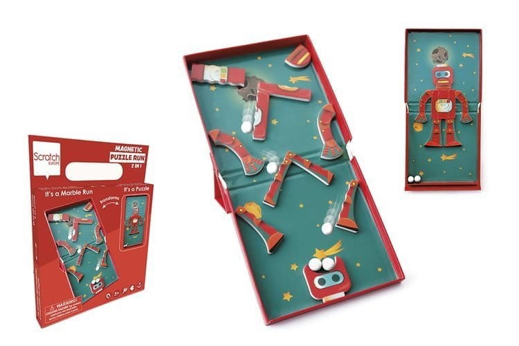 Puzzle magnetyczne i tor dla kulek Robot 2w1 Scratch