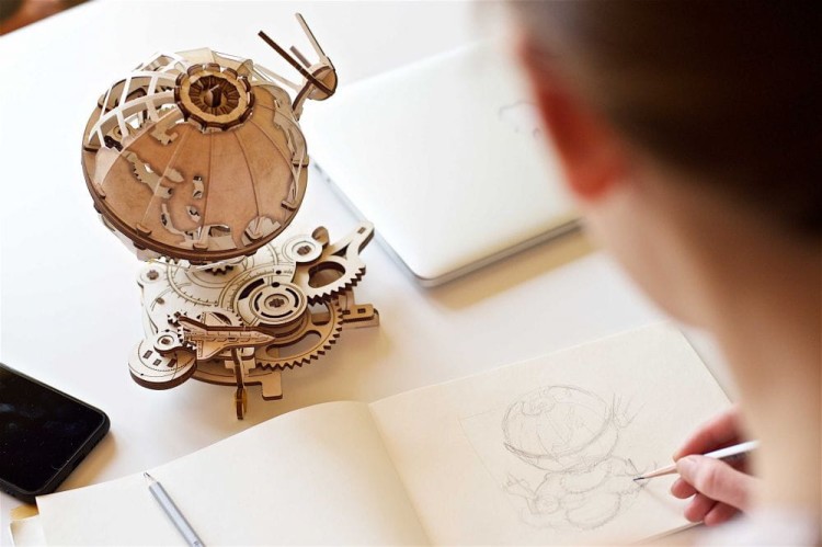 Globus model mechaniczny do składania 184 el. Ugears 13