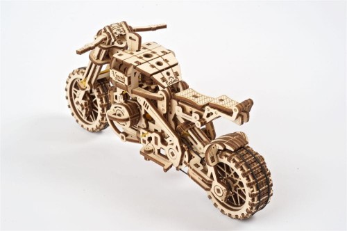 Motor Scrambler z bocznym wózkiem model mechaniczny do składania 380 el. Ugears 1