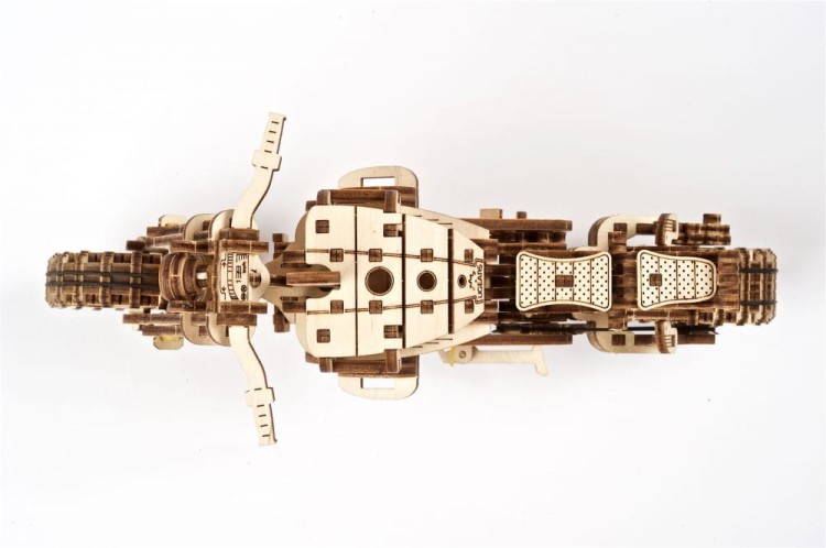 Motor Scrambler z bocznym wózkiem model mechaniczny do składania 380 el. Ugears 5