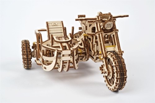 Motor Scrambler z bocznym wózkiem model mechaniczny do składania 380 el. Ugears