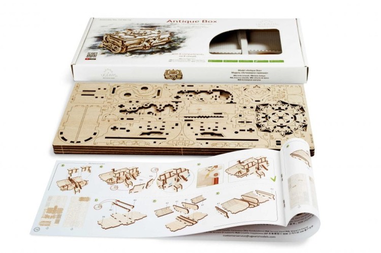 Antyczna szkatułka model mechaniczny do składania 185 el. Ugears 4