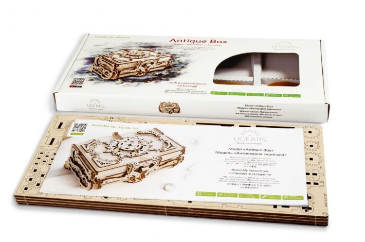 Antyczna szkatułka model mechaniczny do składania 185 el. Ugears 7