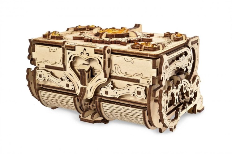 Bursztynowa szkatułka model mechaniczny do składania 189 el. Ugears 6