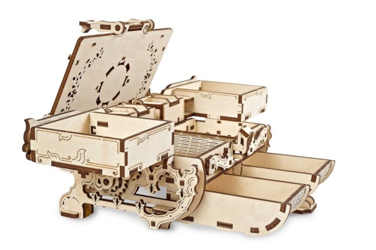 Bursztynowa szkatułka model mechaniczny do składania 189 el. Ugears 8