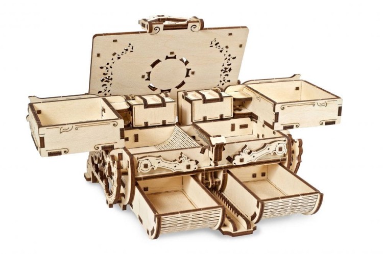 Bursztynowa szkatułka model mechaniczny do składania 189 el. Ugears 9