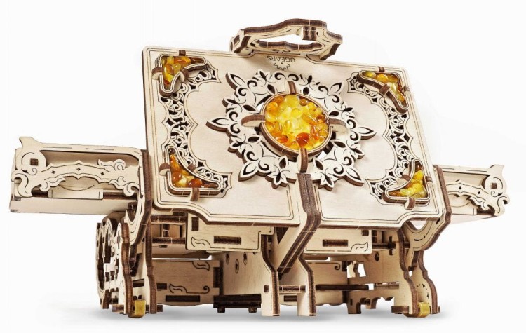 Bursztynowa szkatułka model mechaniczny do składania 189 el. Ugears 10