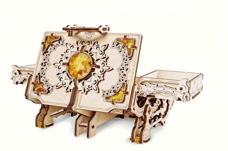 Bursztynowa szkatułka model mechaniczny do składania 189 el. Ugears 11