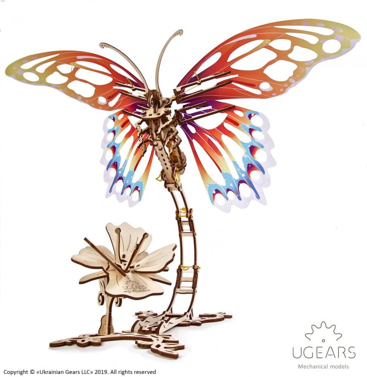 Motyl model mechaniczny do składania 161 el. Ugears 7