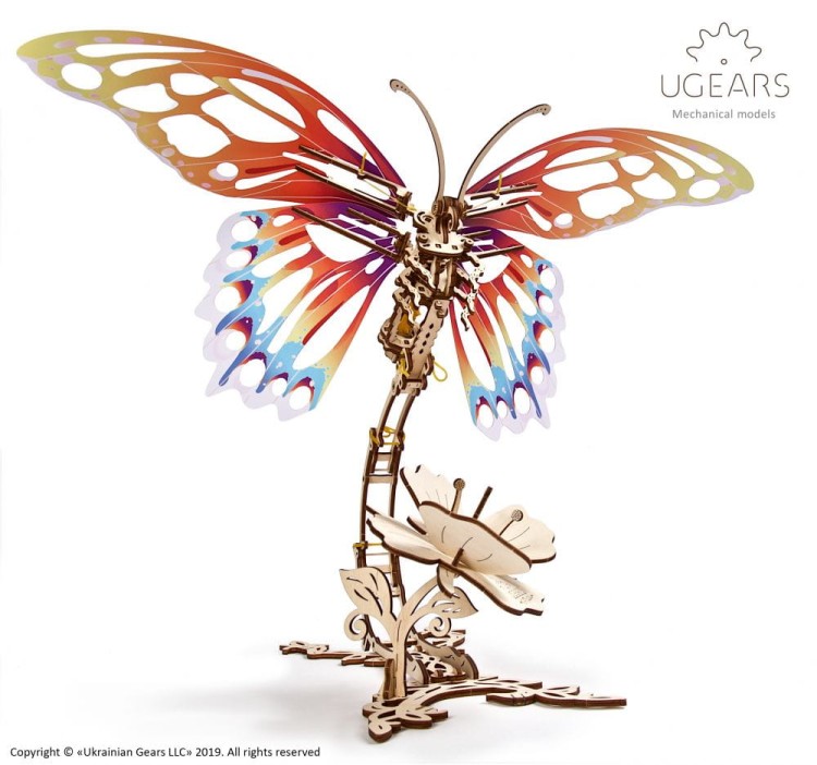Motyl model mechaniczny do składania 161 el. Ugears 8