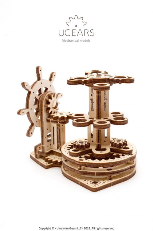 Organizer na biurko ze sterem model mechaniczny do składania 51 el. Ugears 5
