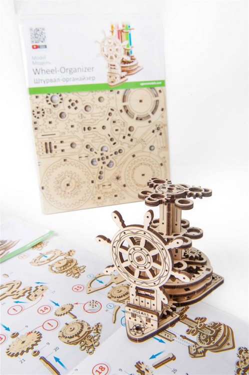 Organizer na biurko ze sterem model mechaniczny do składania 51 el. Ugears 8