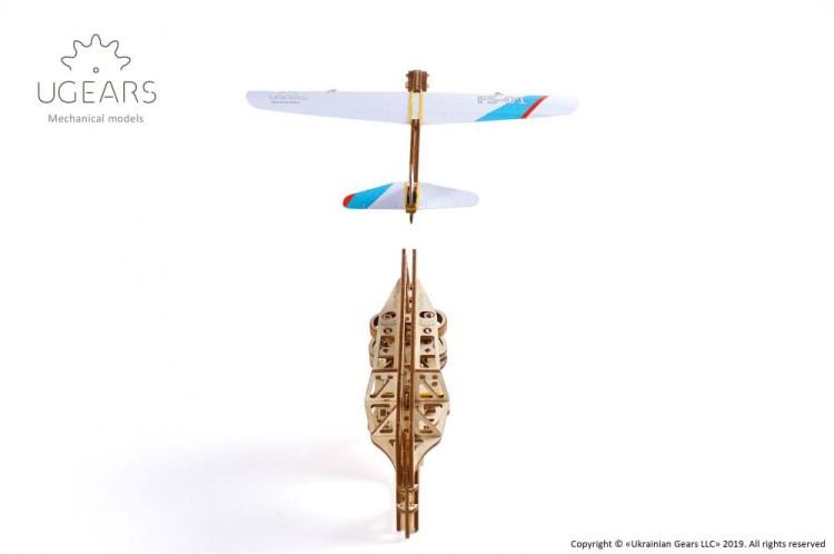 Wyrzutnia samolotów model mechaniczny do składania 198 el. Ugears 3