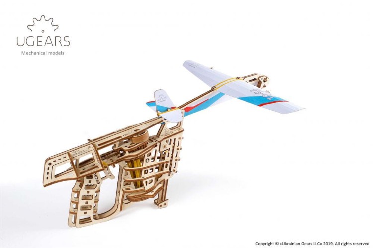 Wyrzutnia samolotów model mechaniczny do składania 198 el. Ugears 5