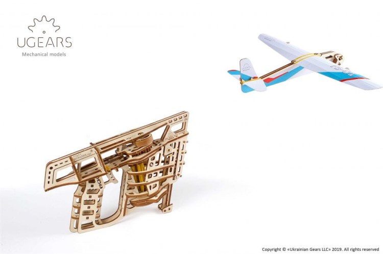 Wyrzutnia samolotów model mechaniczny do składania 198 el. Ugears 6