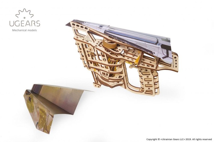 Wyrzutnia samolotów model mechaniczny do składania 198 el. Ugears 7