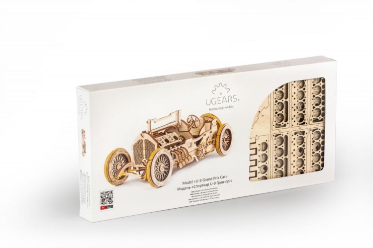 Auto wyścigowe U-9 model mechaniczny do składania 348 el. Ugears 7