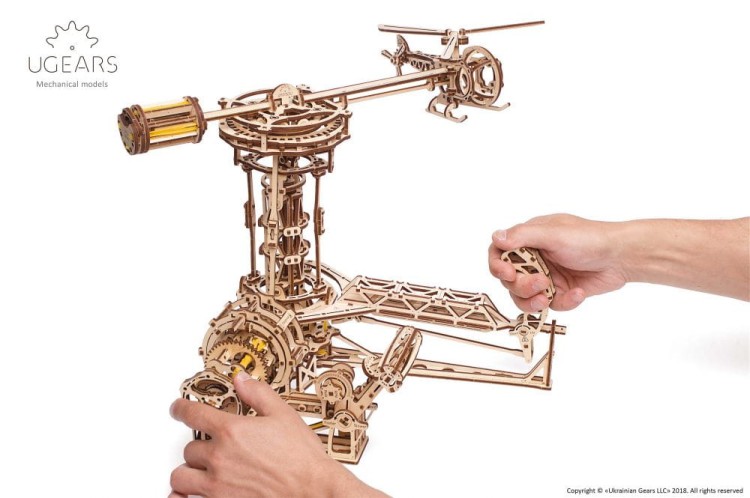 Awiator helikopter + samolot model mechaniczny do składania 726 el. Ugears 4