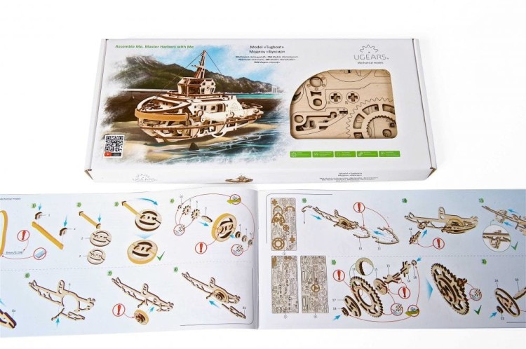 Statek holownik model mechaniczny do składania 169 el. Ugears 3