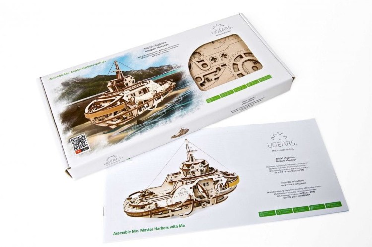 Statek holownik model mechaniczny do składania 169 el. Ugears 5