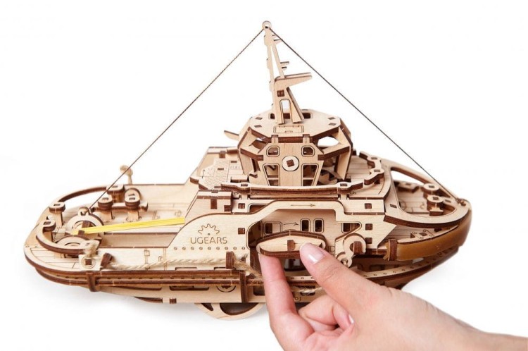 Statek holownik model mechaniczny do składania 169 el. Ugears 13
