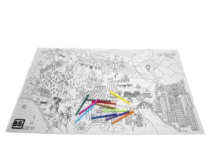 Kolorowanka z materiału podłogowa 100x60 cm BS Toys + 12 flamastrów