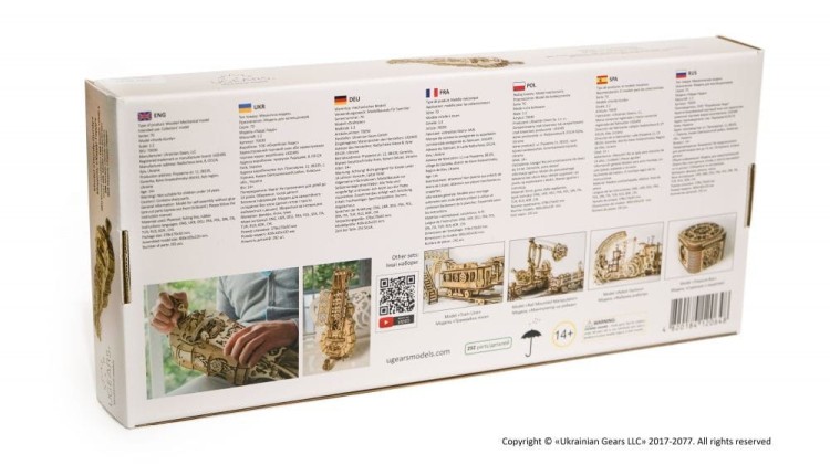 Lira korbowa grający model mechaniczny do składania 292 el. Ugears 6