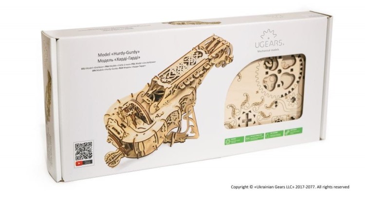 Lira korbowa grający model mechaniczny do składania 292 el. Ugears 7