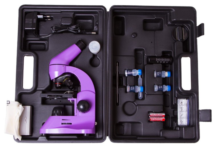 Mikroskop Rainbow 50L Amethyst fioletowy Levenhuk + GRATIS zestaw K50 do eksperymentów