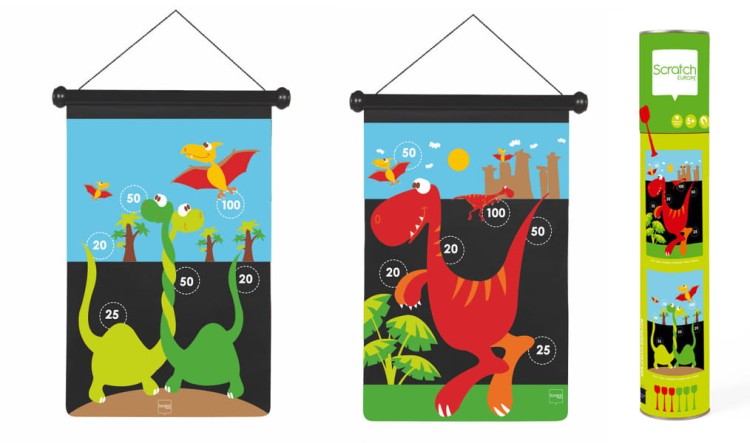 magnetyczne dwustronne rzutki dart  Scratch - duże dinozaury