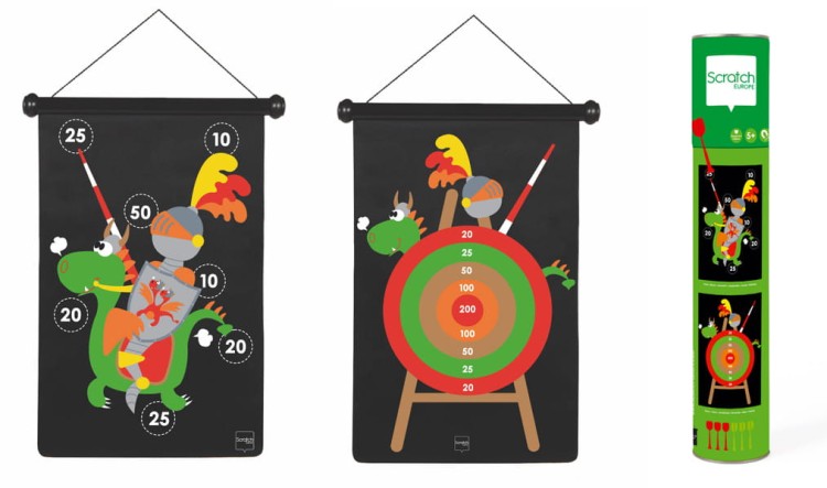 magnetyczne dwustronne rzutki dart  Scratch - duży rycerz