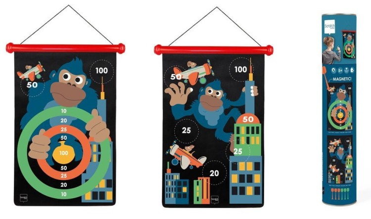 magnetyczne dwustronne rzutki dart  Scratch - małpa w mieście