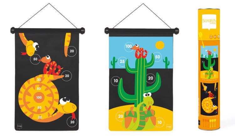 magnetyczne dwustronne rzutki dart  Scratch - robaczki