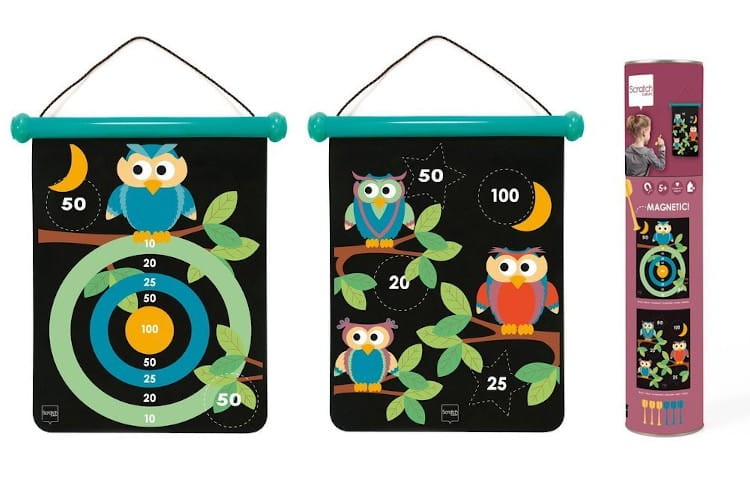 Magnetyczne dwustronne rzutki - dart rozmiar M - Scratch - Sowy