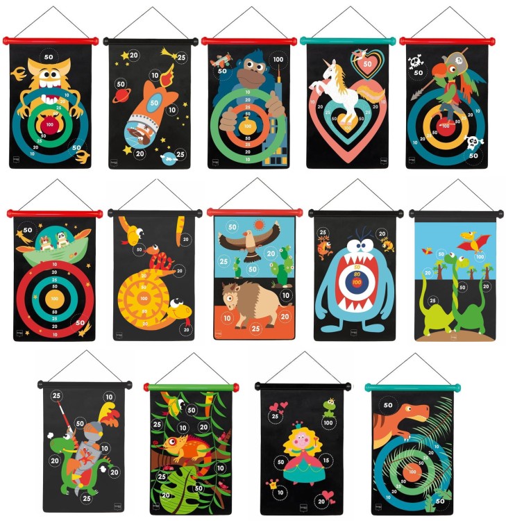 Magnetyczne dwustronne rzutki - darts rozmiar L - Scratch - wzory