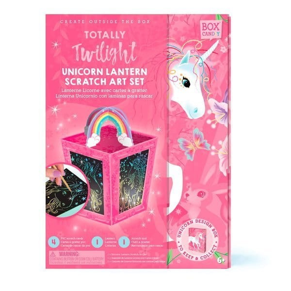 Zestaw artystyczny Lampion zdrapka Box candiy - różowy pastelowy Jednorożec