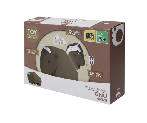 Gnu - układanka magnetyczna 3D z książeczką - Halftoys