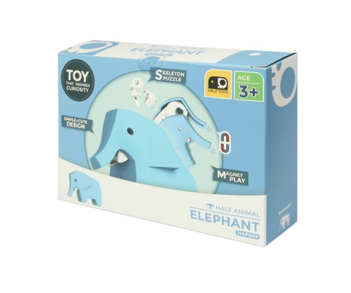 Słoń - układanka magnetyczna 3D z książeczką - Halftoys