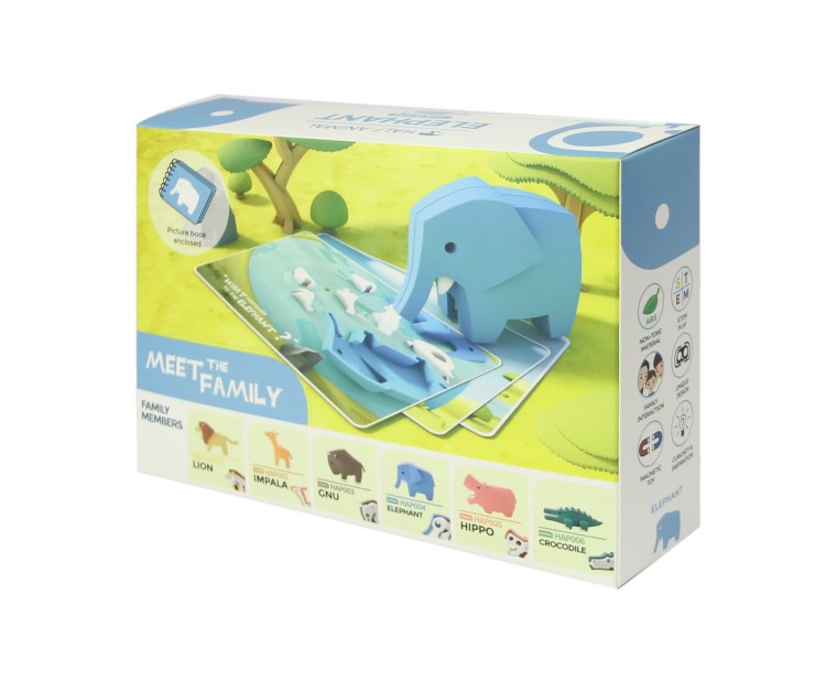 Słoń - układanka magnetyczna 3D z książeczką - Halftoys 7