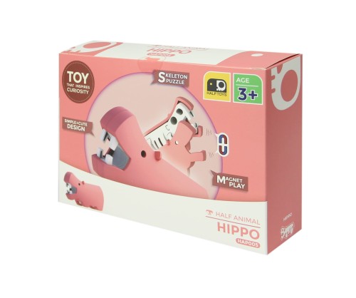 Hipopotam - układanka magnetyczna 3D z książeczką - Halftoys