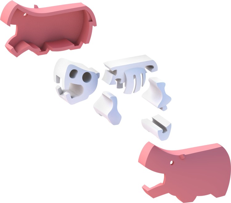 Hipopotam - układanka magnetyczna 3D z książeczką - Halftoys 2