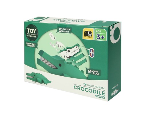 Krokodyl - układanka magnetyczna 3D z książeczką - Halftoys