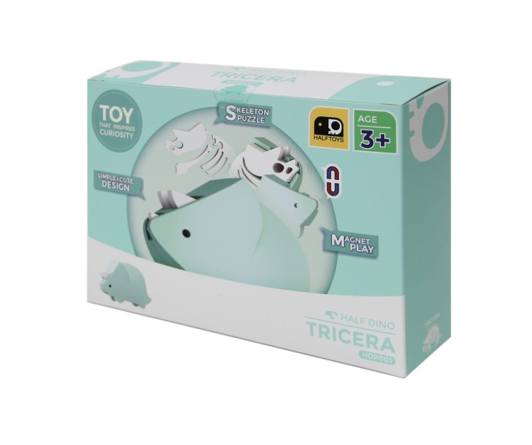 Triceratops - układanka magnetyczna 3D z książeczką - dinozaur Halftoys 2