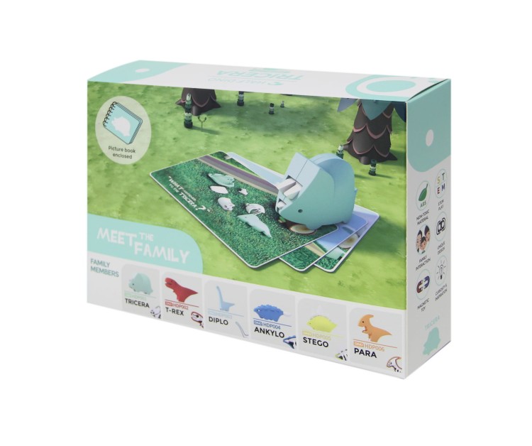 Triceratops - układanka magnetyczna 3D z książeczką - dinozaur Halftoys 4