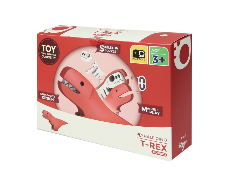 T-Rex - układanka magnetyczna 3D z książeczką - dinozaur Halftoys 2