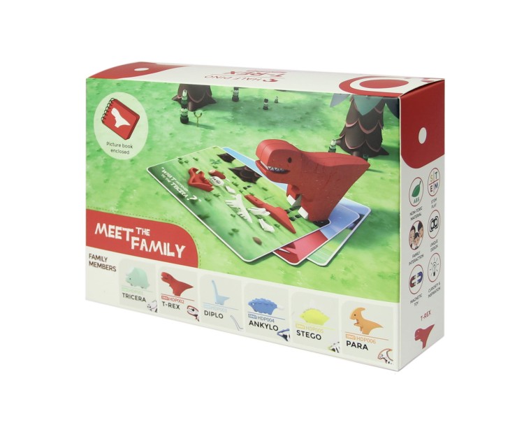 T-Rex - układanka magnetyczna 3D z książeczką - dinozaur Halftoys 4