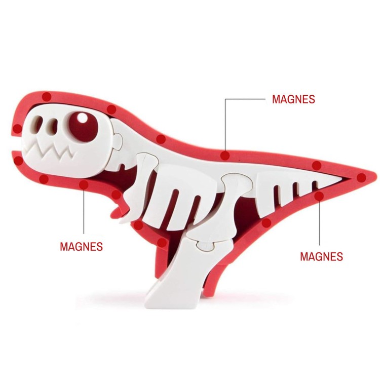 T-Rex - układanka magnetyczna 3D z książeczką - dinozaur Halftoys 3