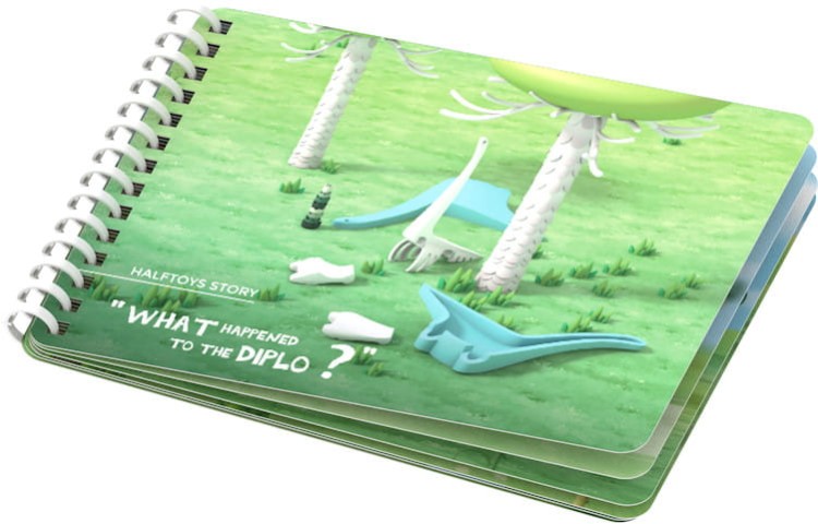 Diplodok - układanka magnetyczna 3D z książeczką - dinozaur Halftoys 2