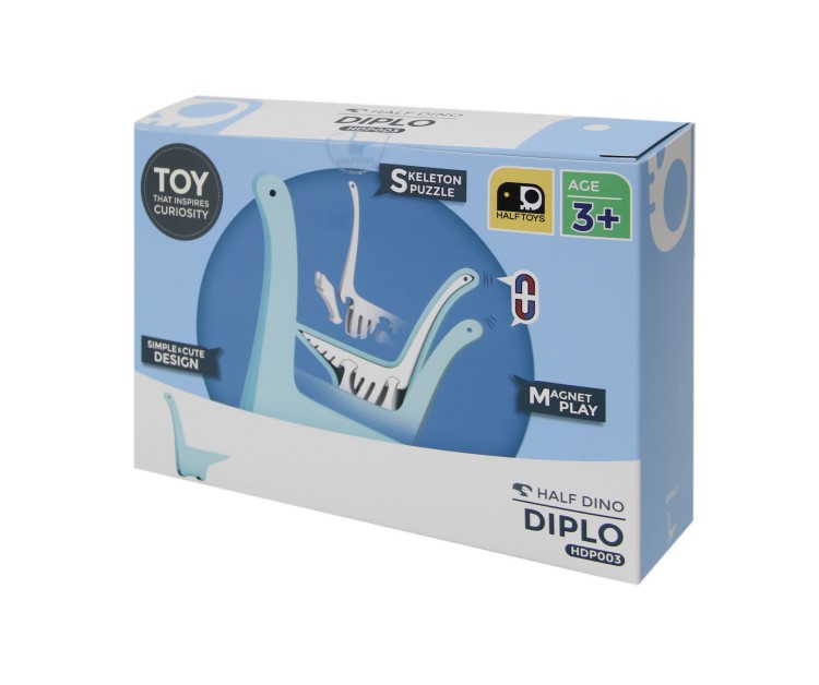 Diplodok - układanka magnetyczna 3D z książeczką - dinozaur Halftoys 1
